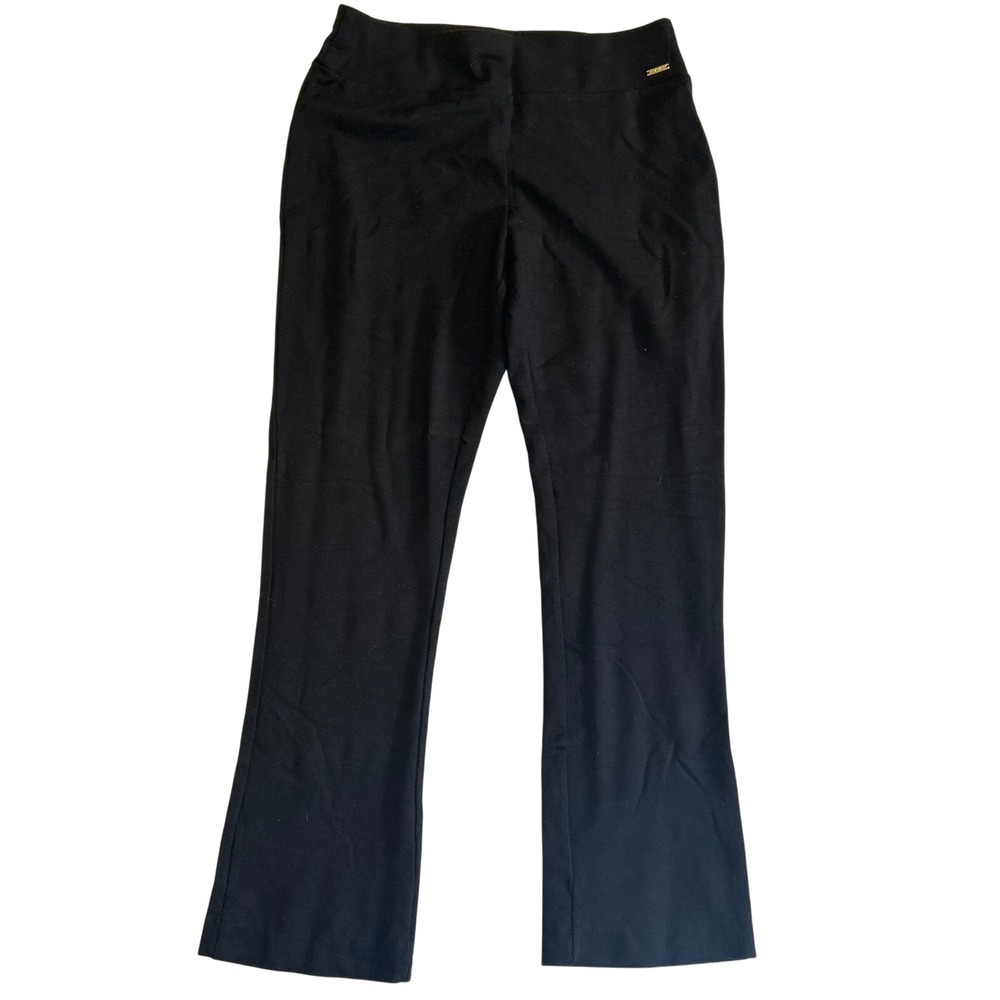 Tahari T Womens Black Pull On Dress Pants Stretch Bootcut Work Trousers Size M